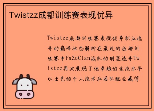 Twistzz成都训练赛表现优异